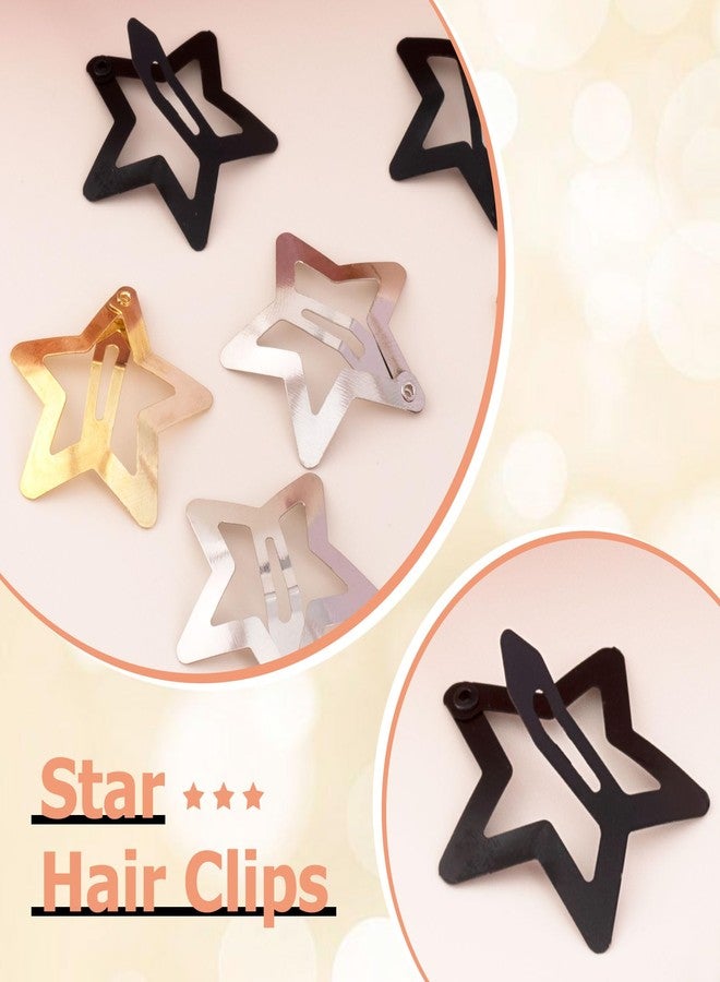 Mxxipp 30pcs Star Hair Clips for Women, Non-Slip Metal Star Snap Barrettes, Y2K Hairstyle Accessories for Thick Thin Fine Straight Curly Long Short Hair- Gold & Silver & Black - Image 5